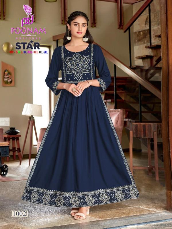 Poonam Star Designer Nayara Cut Long Anarkali Kurti Collection